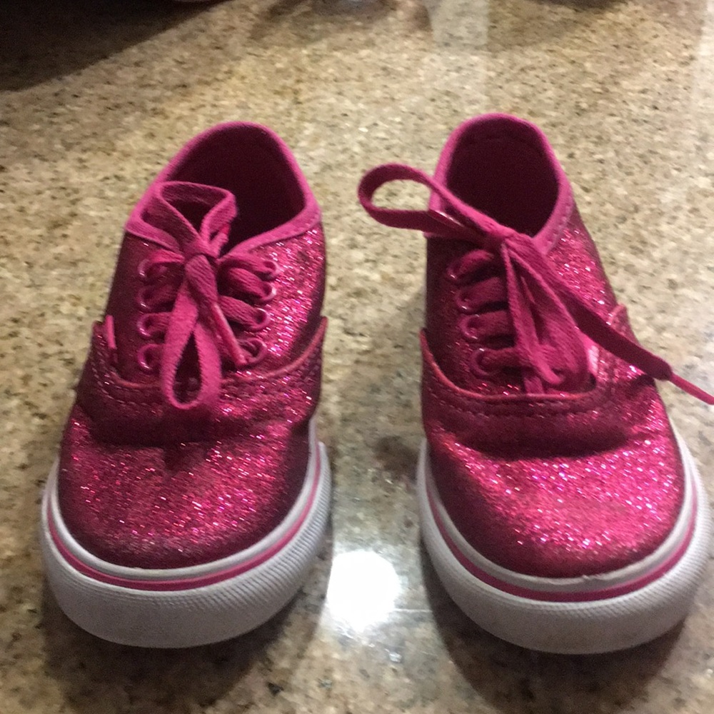 Toddler Girls Pink Glitter Vans Shoes size 7.5